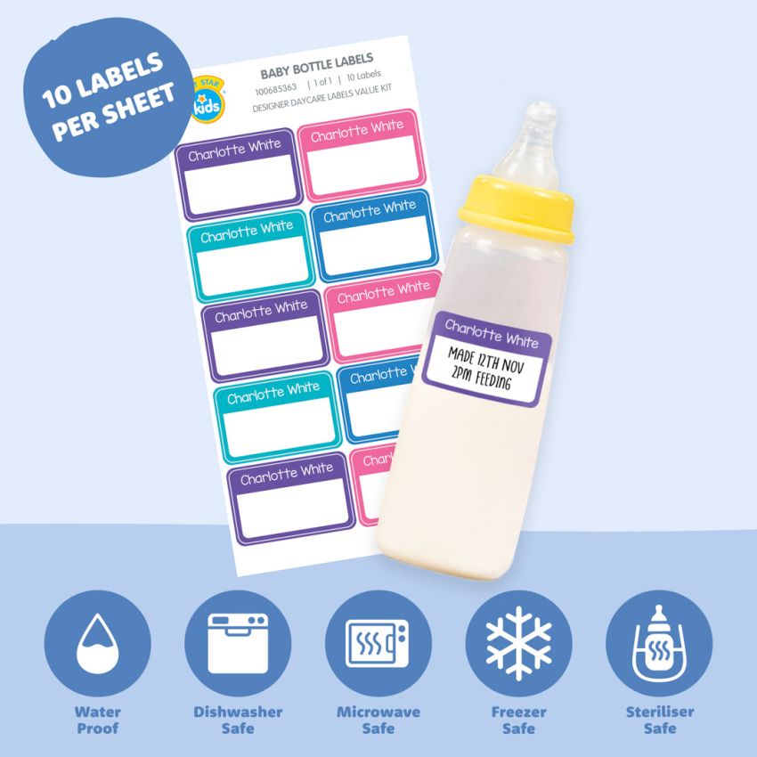 Baby Bottle Stick On Name Labels product preview image