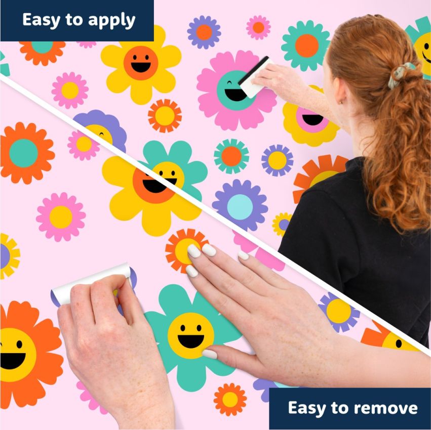 Bright Smiley Flowers Wall Stickers product preview image