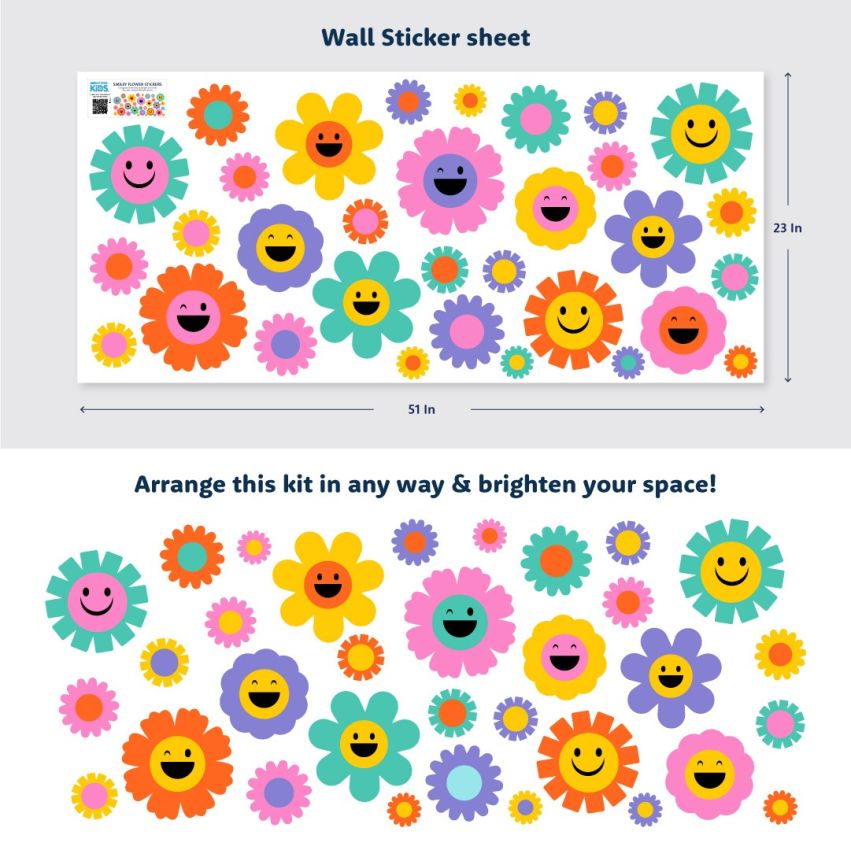 Bright Smiley Flowers Wall Stickers