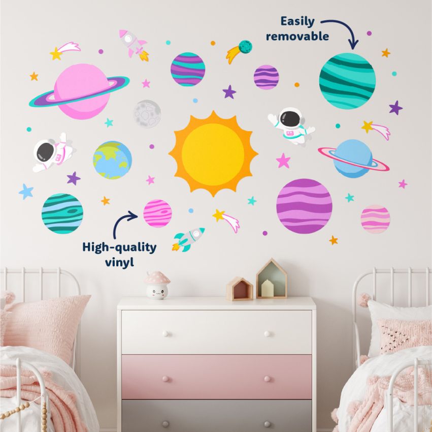 Pink Space Wall Stickers gallery image №1