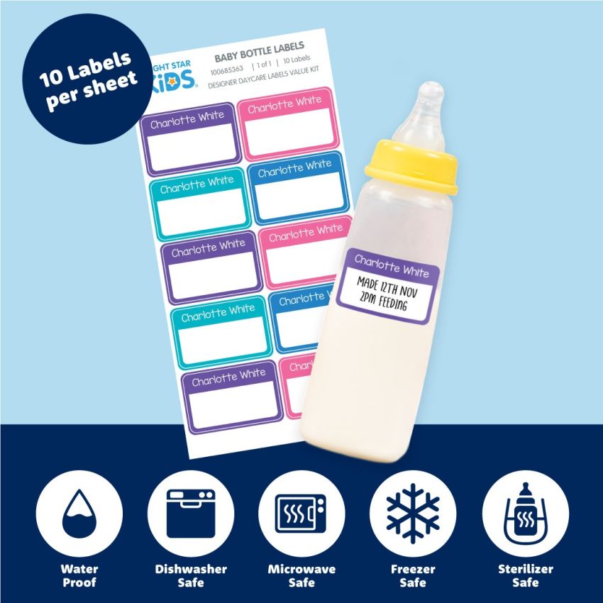 Baby Bottle Stick On Name Labels gallery image №1