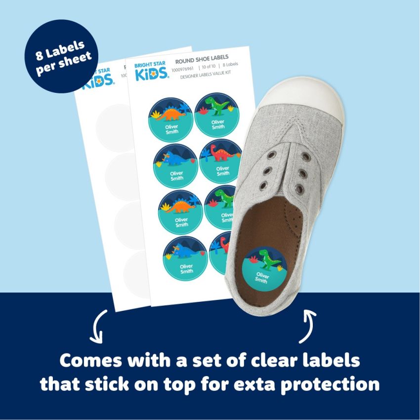 Designer Round Shoe Stick On Name Labels product preview image