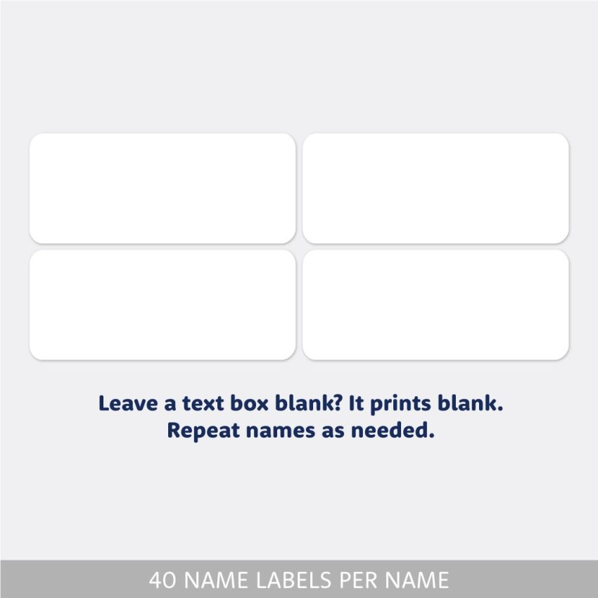Family Name Labels Value Kit