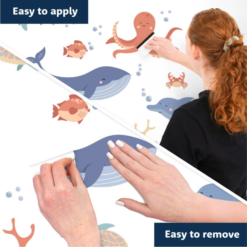Pastel Sea Animals Wall Stickers product preview image