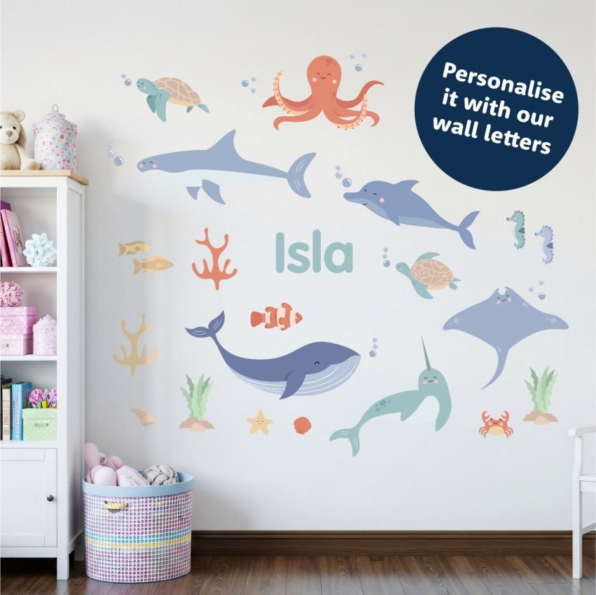 Pastel Sea Animals Wall Stickers gallery image №4