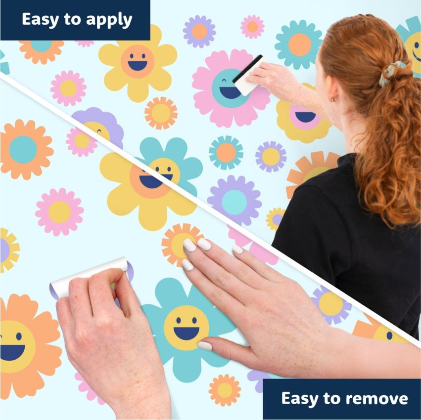 Pastel Smiley Flowers Wall Stickers product preview image