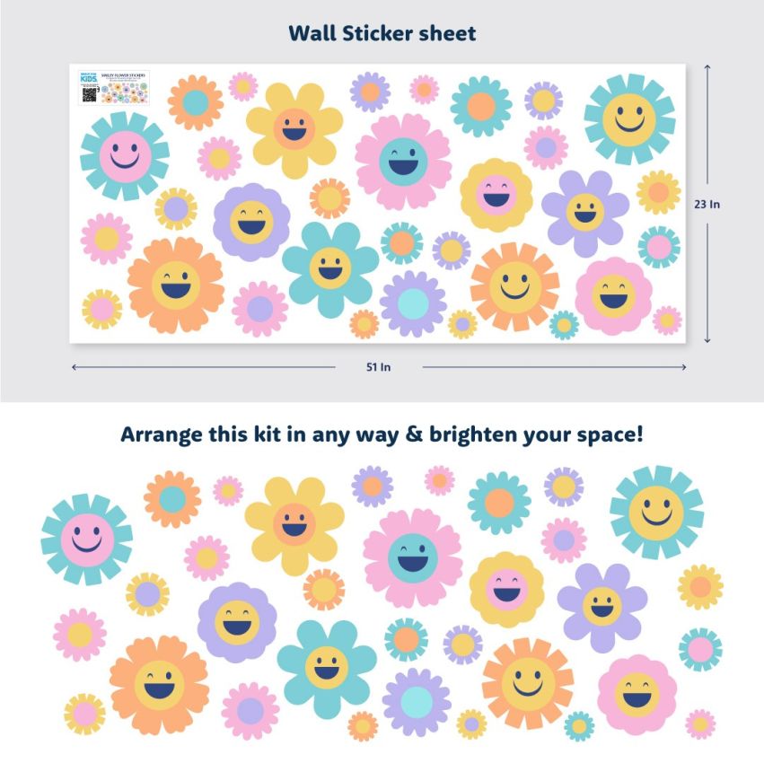 Pastel Smiley Flowers Wall Stickers