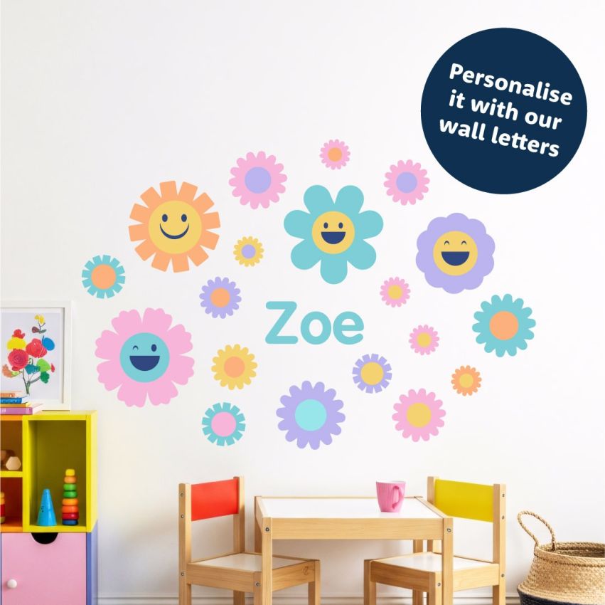 Pastel Smiley Flowers Wall Stickers gallery image №4