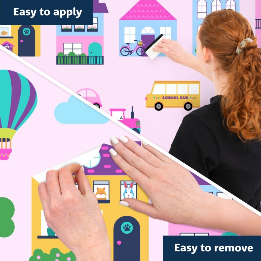 Pink Little Town Wall Stickers product preview image