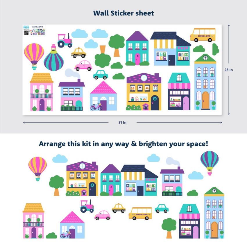 Pink Little Town Wall Stickers