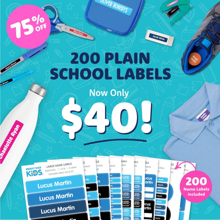 Plain School Name Labels Kit product preview image