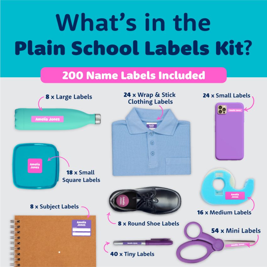 Plain School Name Labels Pack product preview image