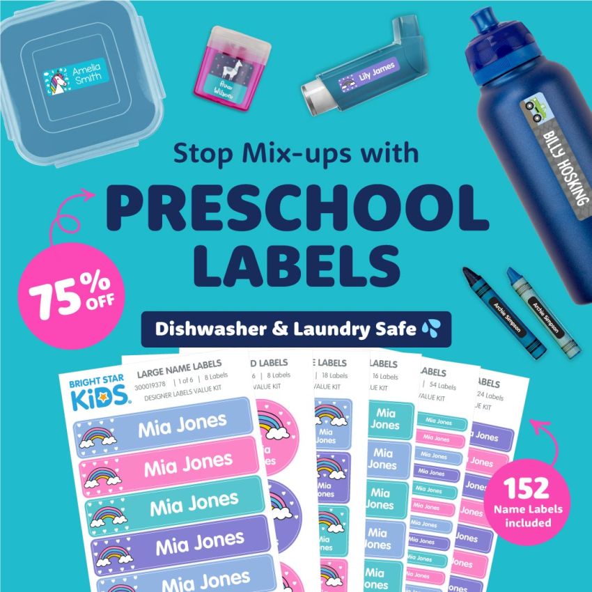 Designer Preschool & Kindergarten Name Labels Pack product preview image