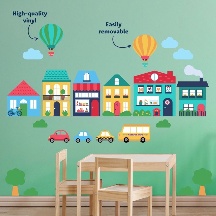Red Little Town Wall Stickers gallery image №1