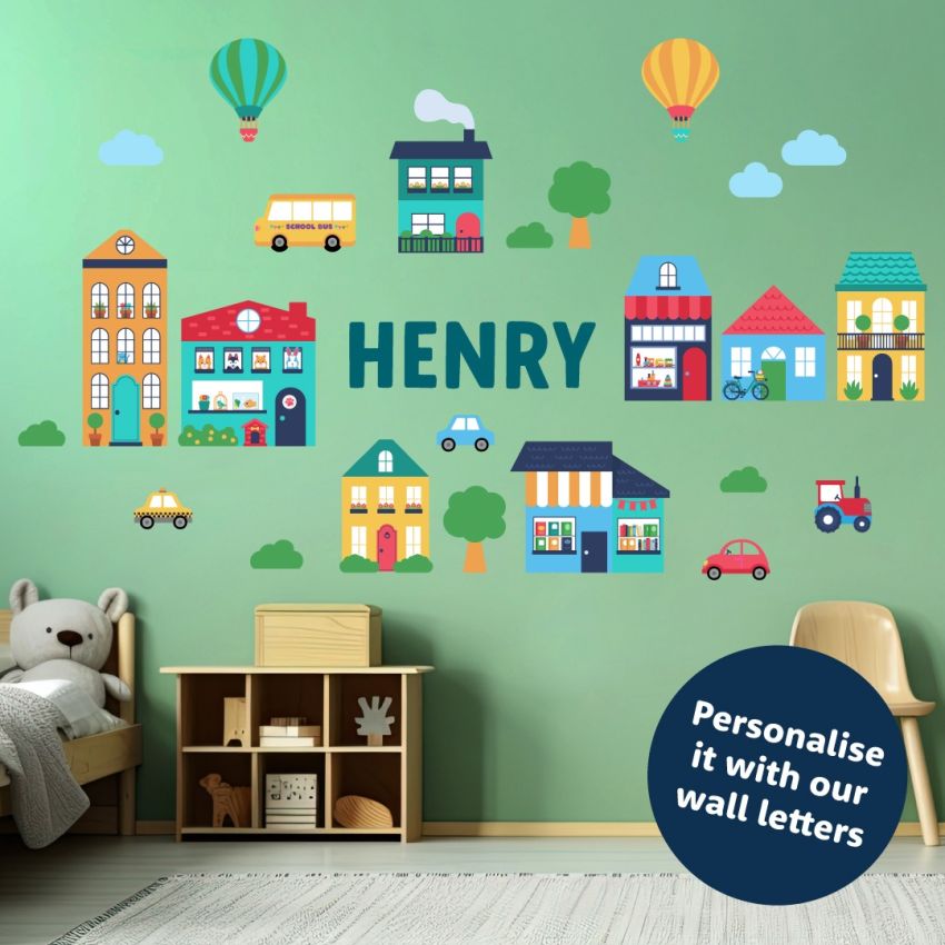 Red Little Town Wall Stickers gallery image №4