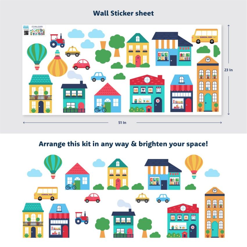 Red Little Town Wall Stickers