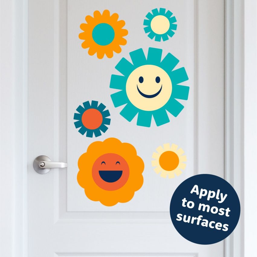 Retro Smiley Flowers Wall Stickers