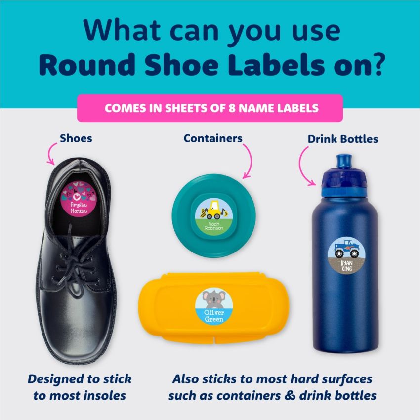 Round Shoe Stick On Name Labels gallery image №3