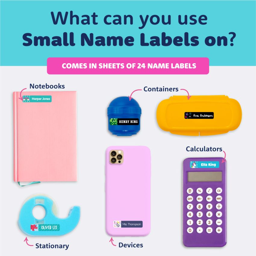 Designer Small Stick On Name Labels product preview image