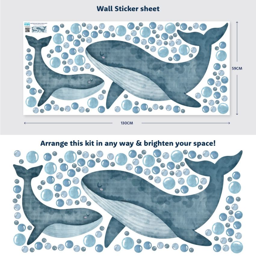 Watercolour Whale Wall Stickers