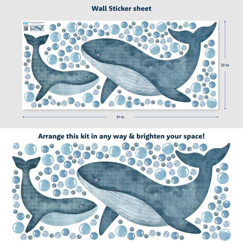 Watercolor Whale Wall Stickers