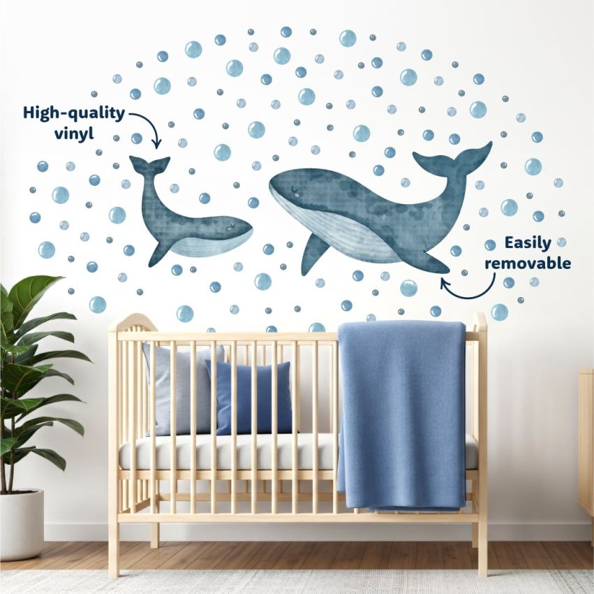 Watercolor Whale Wall Stickers