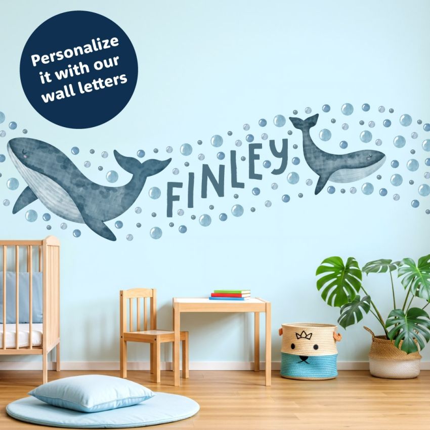 Watercolor Whale Wall Stickers