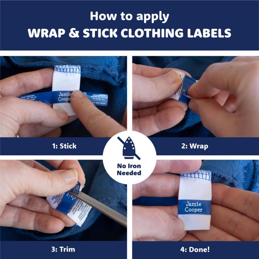 White Wrap & Stick Clothing Name Labels product preview image