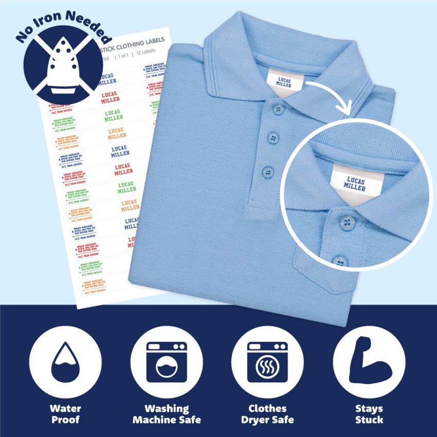 White Wrap & Stick Clothing Name Labels product preview image