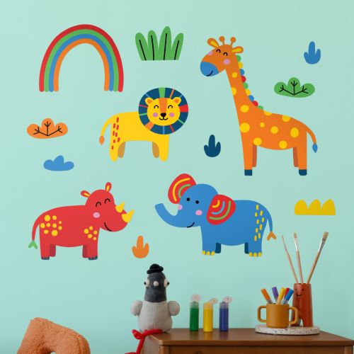 Red Wild Animals Wall Stickers
