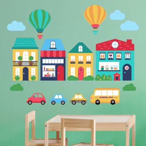 Red Little Town Wall Stickers