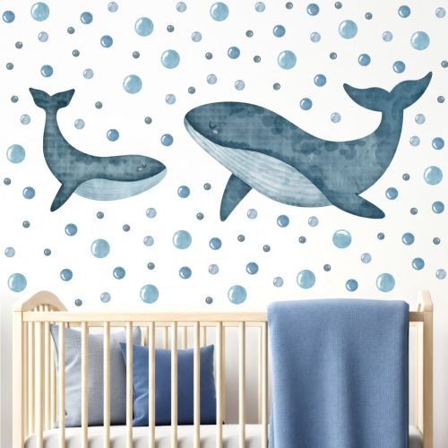 Watercolor Whale Wall Stickers